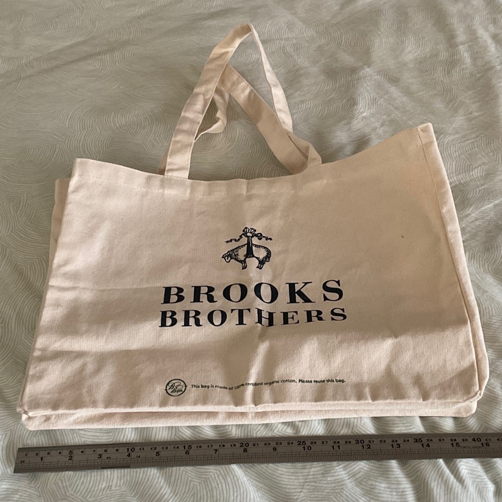 Brooks Brothers Cream Canvas Tote Bag